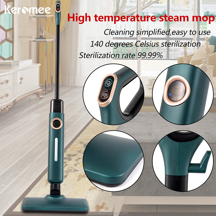 Mop Stim Keromee, Pengukus Lantai/ Sanitize untuk Kayu Keras dan Jubin, 2 Mod Stim MS-100