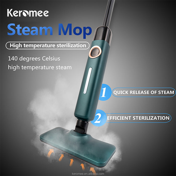 Mop Stim Keromee, Pengukus Lantai/ Sanitize untuk Kayu Keras dan Jubin, 2 Mod Stim MS-100